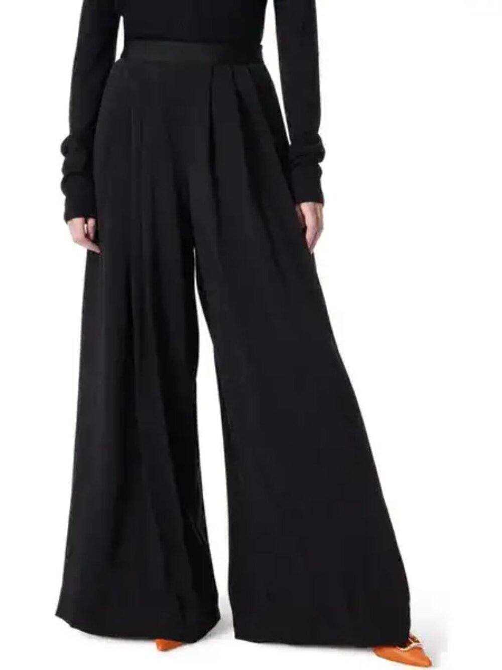 DEE OCLEPPO NEW Alex Black Pleated Palazzo Trousers Wide Leg Flowy Pants NWT 16